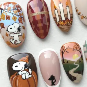 cute cartoon fall autumn press on nails 3