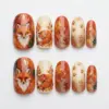 Fox Fall Press On Nails | Autumn Maple Leaf Glitter Paw Fake Nails | SE09 4 fox fall maple leaf glitter press on nails 1