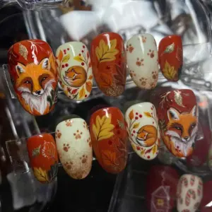 fox fall maple leaf glitter press on nails 2