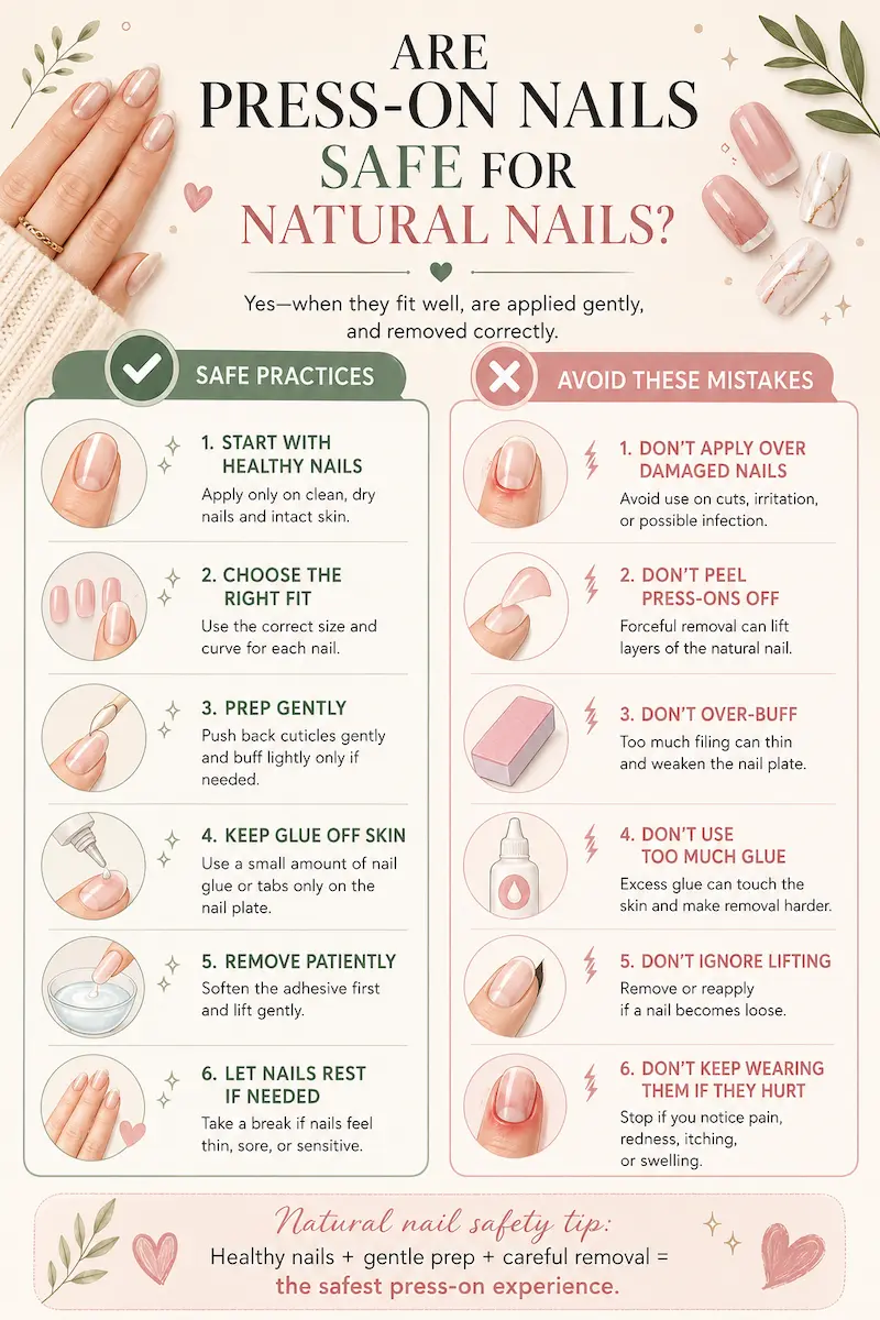 Safe practices and common mistakes when wearing press-on nails