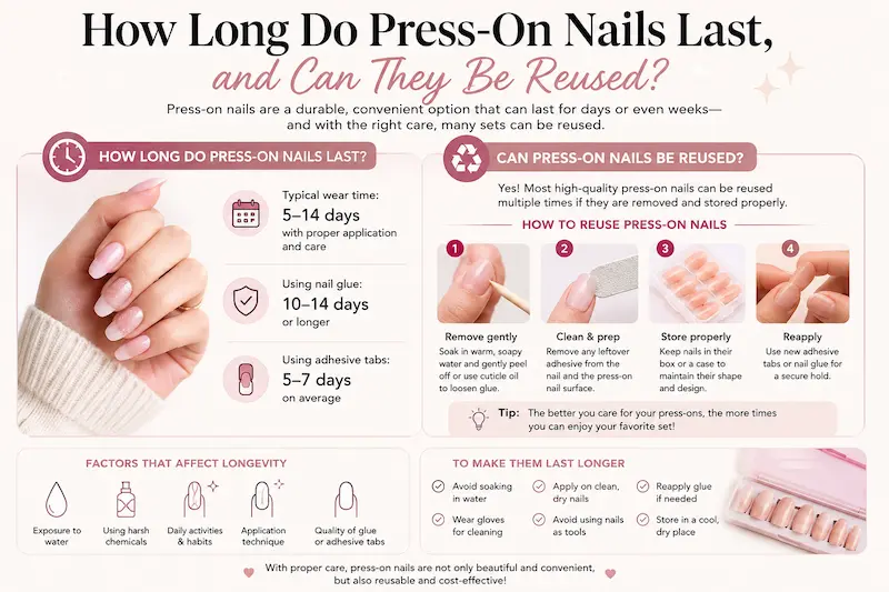 How Long Do Press-On Nails Last, and Can They Be Reused?