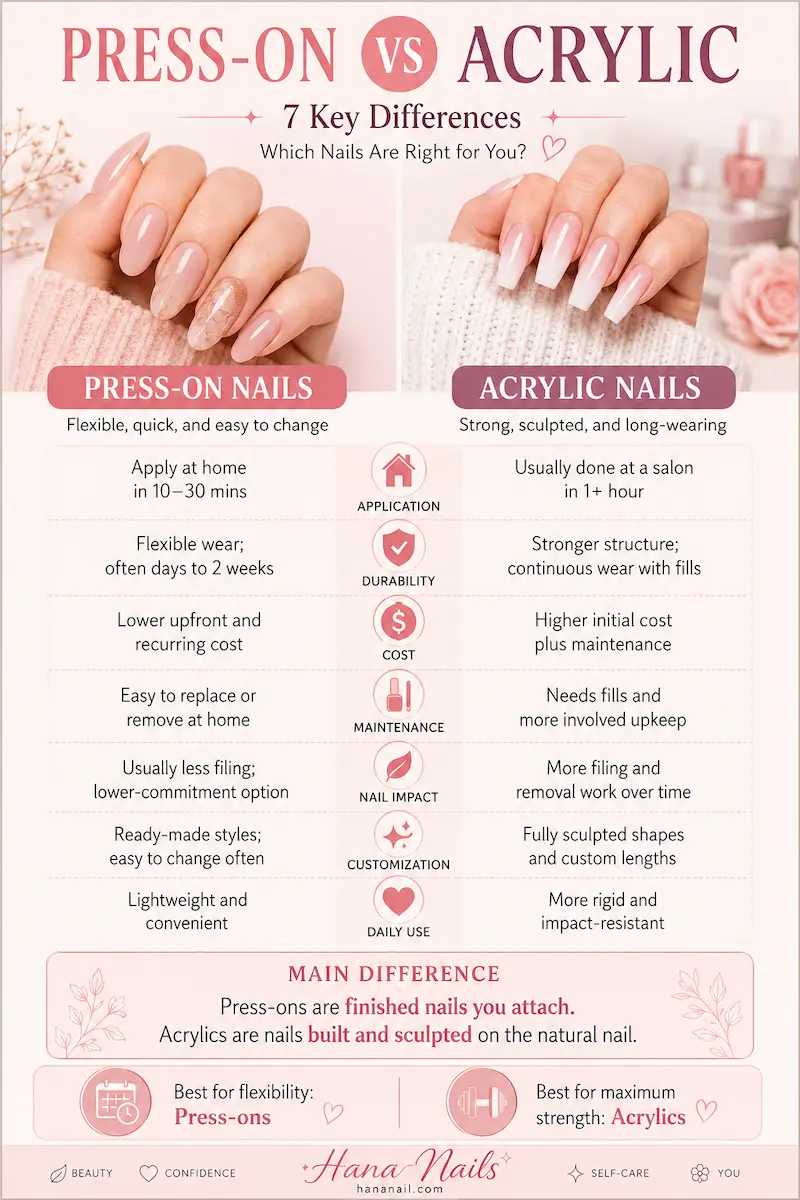 Press-On Nails vs Acrylics: 7 Key Differences