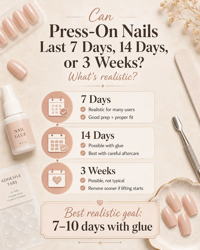 Can Press-On Nails Last 7 Days, 14 Days, or 3 Weeks?