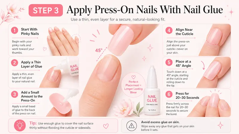 Step 3: Apply Press-On Nails With Nail Glue