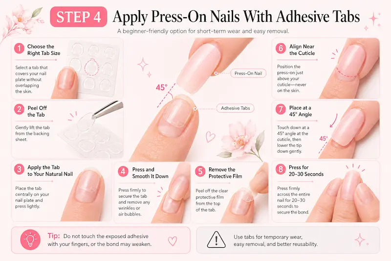 Step 4: Apply Press-On Nails With Adhesive Tabs