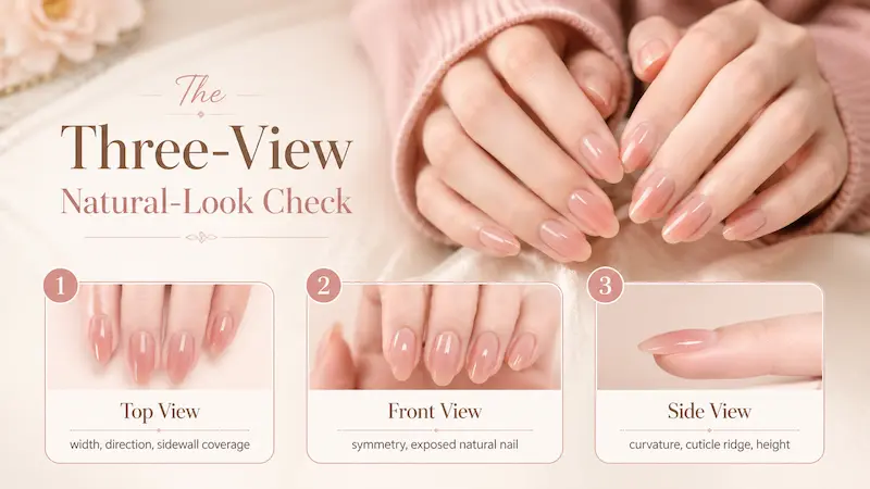 The Three-View Natural-Look Check Press on Nails