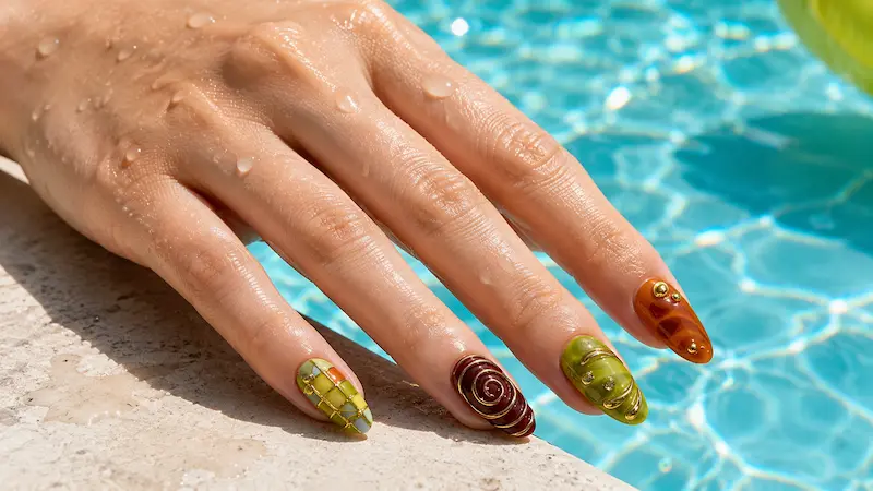 what to do while swimming with press on nails